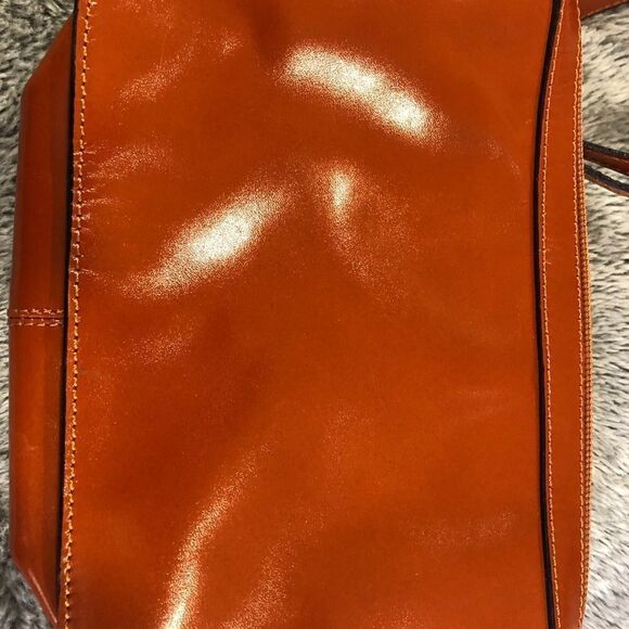 Vintage Cristian Italy Cognac Brown Leather Case Cross Body Purse Handbag - Picture 9 of 9